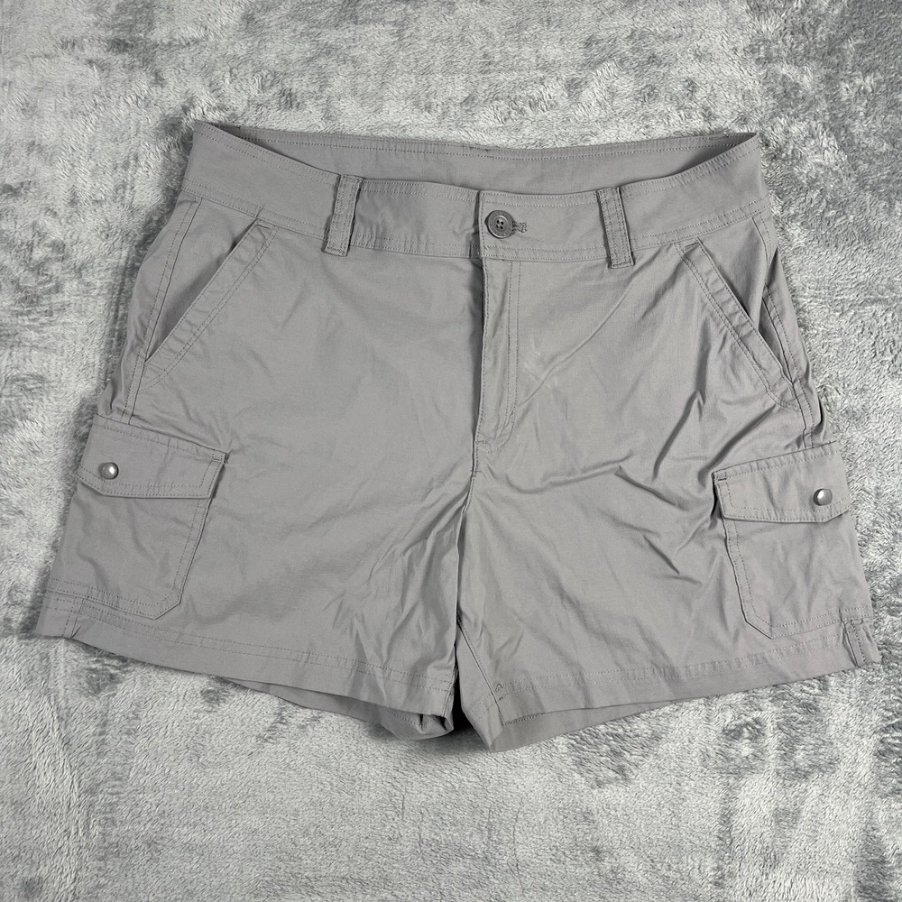 Eddie Bauer Horizon Cargo Shorts Womens 12 Gray Stretch Hiking Trail Utility